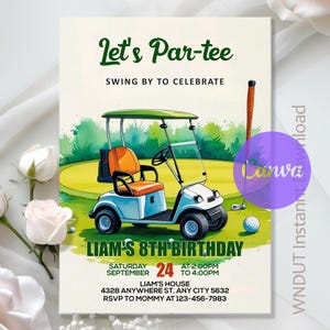 Let&#39;s Par Tee Golf Birthday Invitation,Golf Birthday Party,Golf Invitation,Sport Golf Party,Instant Download Editable,Canva