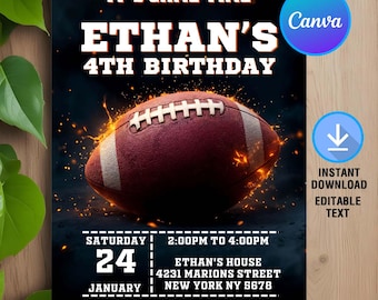 Football Invitation,Football Birthday,Football Birthday Invitation,Football Party,Sport Invite,Game Invite,Instant Download,Editable,Canva