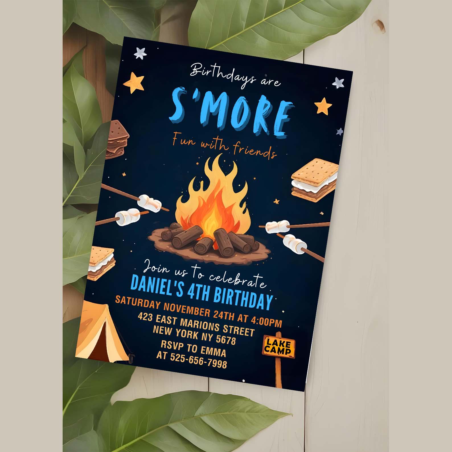 Camping Birthday Invitation,camping Party Invite,smore Fun Invite ...