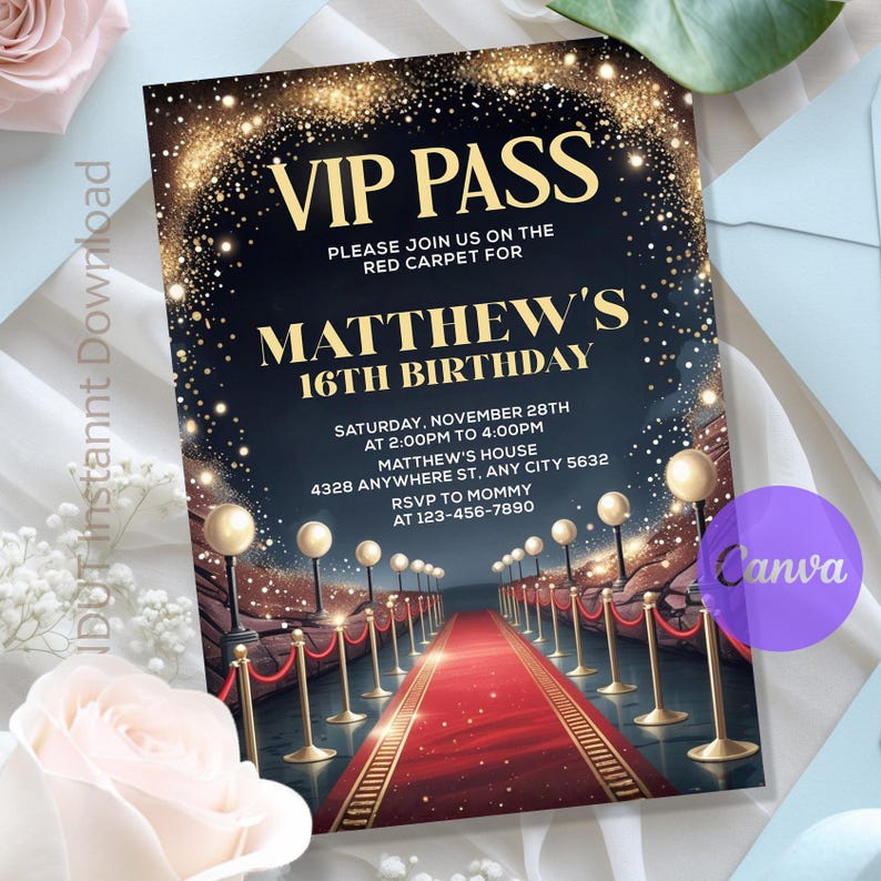 Vip Pass Invites VIP Pass Red Carpet Birthday Party,red Carpet Event Hollywood ...