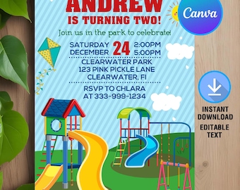 Playground Birthday Invitation,Playground Birthday Party,Playground Invitation,Instant Download,Printable,Editable,Canva Template