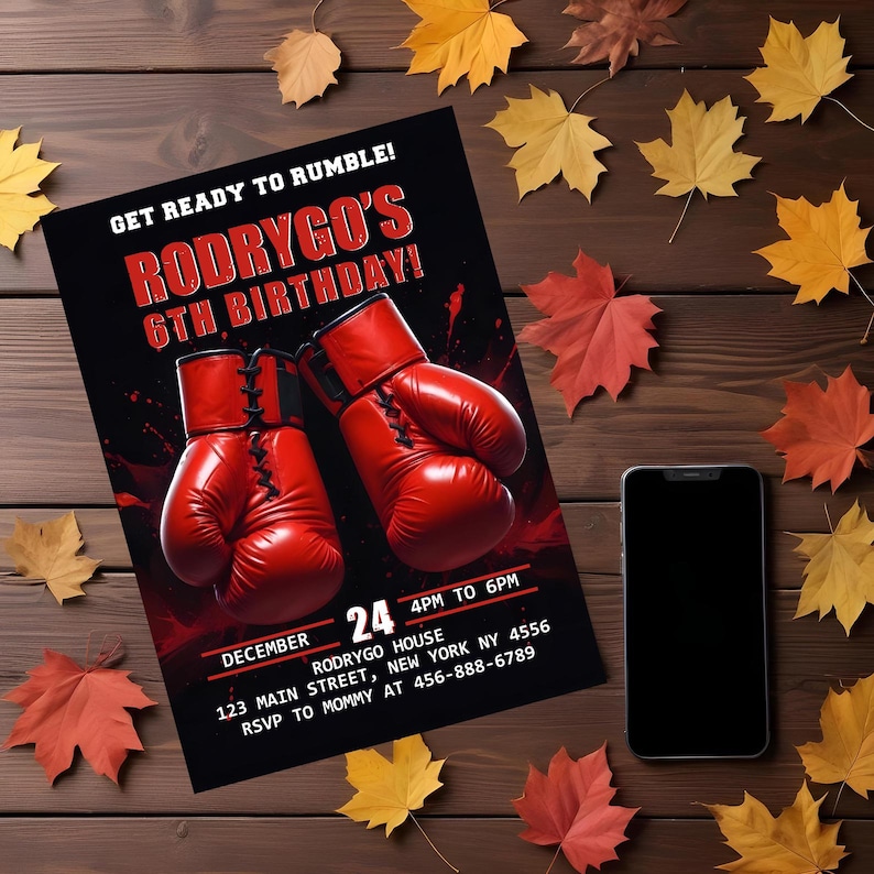 Boxing Invitation,boxing Birthday Invitation,boxing Birthday Party ...