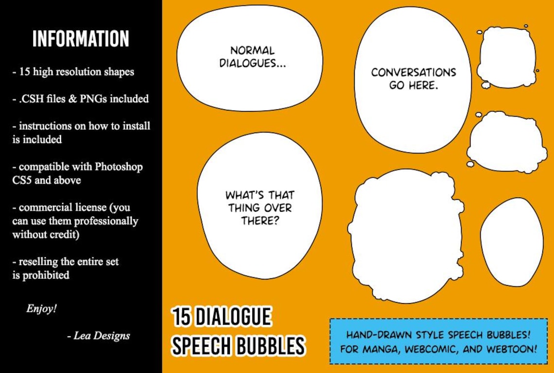 61 Comic Speech Bubbles for Manga, Webtoon, and Comics! .CSH File for ...