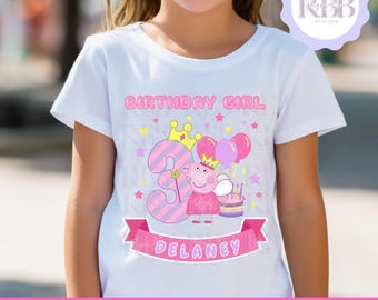 Pink Pig Birthday Girl Personalized PNG (Digital Download)