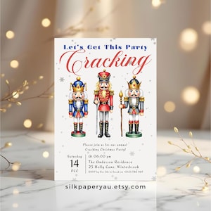 Nutcracker Christmas Party Invitation | Printable Holiday Party Invite | Let’s Get This Party Cracking | Editable Template Digital Download
