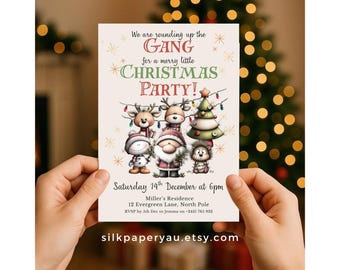 Christmas Party Invitation, We're Rounding Up the Gang, Merry Little Christmas Invite, Fun Holiday Invite Printable