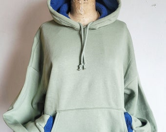 Green Hoodie, Size M available READY TO SHIP! Pullover Hoodie, Pullover Hoodie with Pocket, Streetwear Hooded Sweat Jacket, Oversized Hoodie