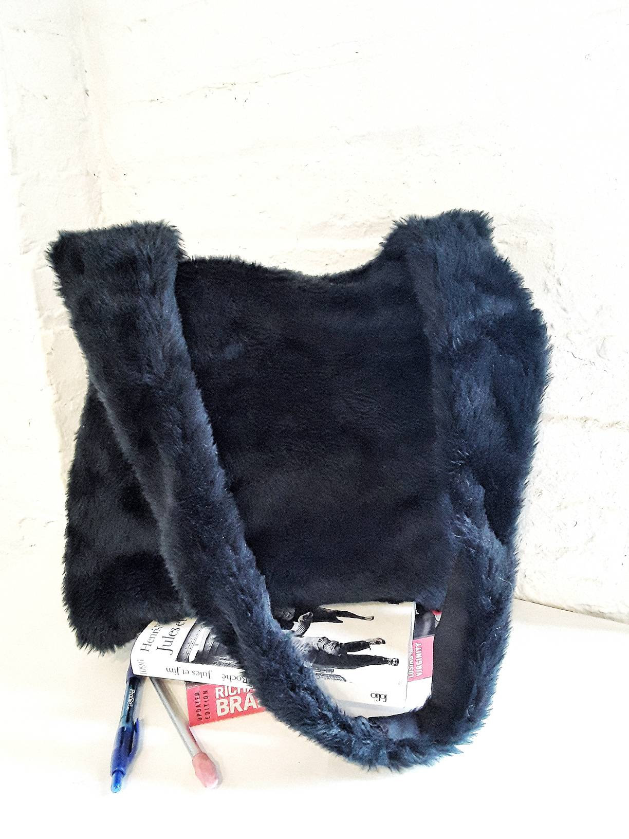 black fur bag