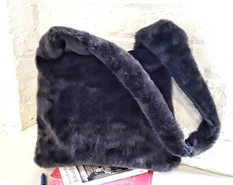 Brown Faux Fur Crossbody Bag: Vegan Shoulder Bag