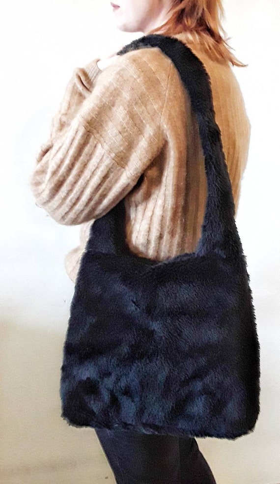 black fur crossbody bag