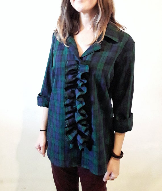 ruffle plaid top