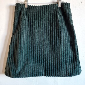 Mini Skirt, Womens Corduroy Mini Skirt, Womens Wide Wale Corduroy Mini Skirt, Vintage Fabric Skirt, Dark Green Mini Skirt Made to Order image 3