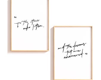 To the stars who listen |  Duo Print Poster | Minimalist Calligraphy | ACOTAR | Wall Art | Instant Download | Sarah J Maas |