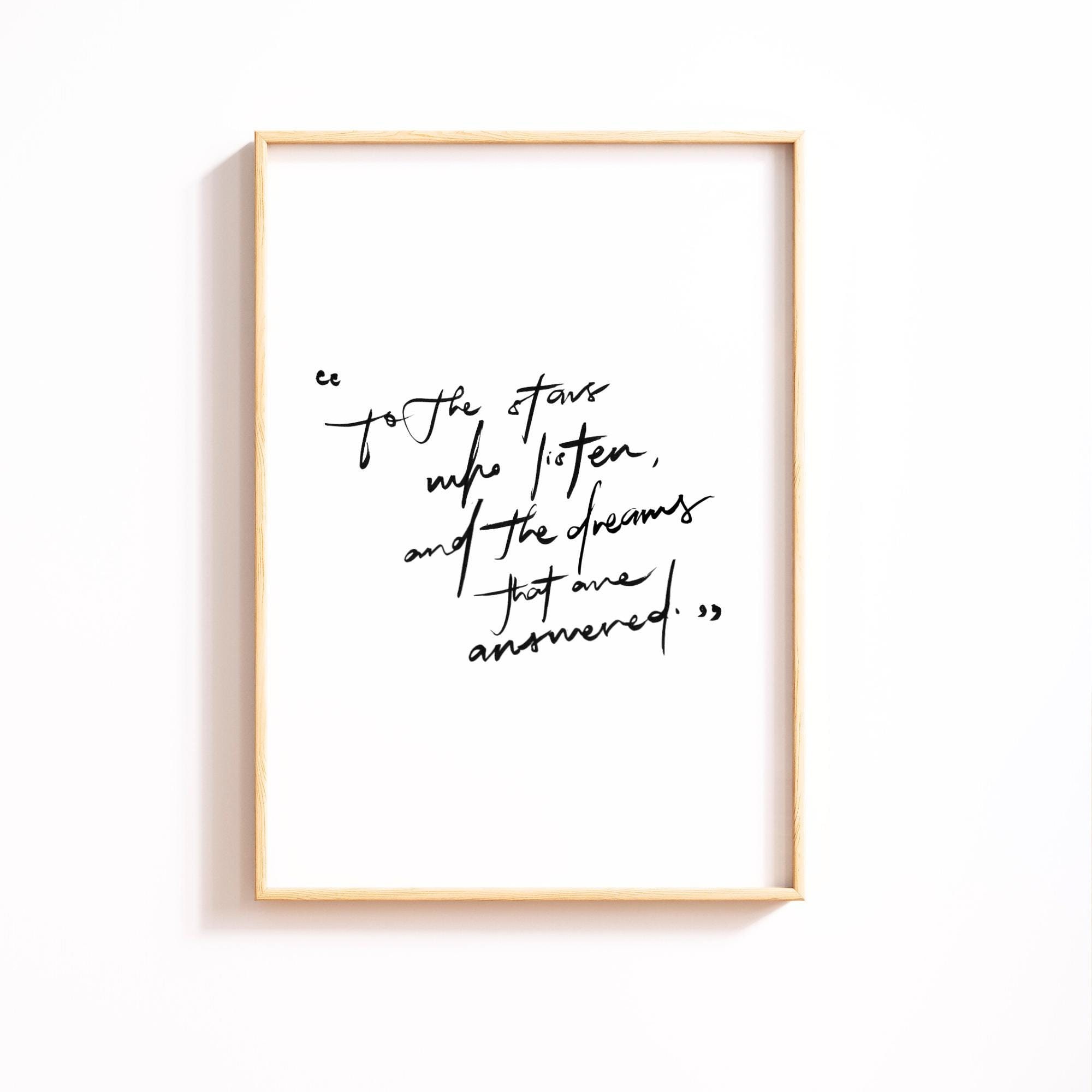 To the Stars Who Listen Printable Wall Art | ACOTAR Quote | A3 PDF Download | Sarah J Maas Fan Art | Printable Art
