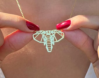 Sterling Silver Elephant Necklace, Minimalist Wildlife Pendant
