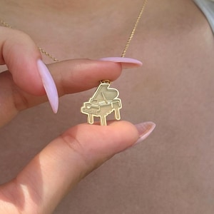 Gold Grand Piano Necklace, Unique Music Jewelry for Pianists and Music Lovers, Elegant Gift for Recital, Birthday, Christmas, Graduation