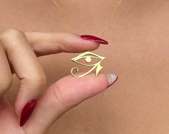 Sterling Silver Eye of Ra Necklace, Egyptian Amulet, Spiritual Protection