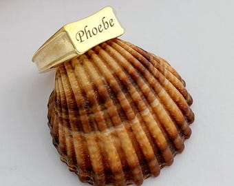 Custom Name Signet Ring: Engraved Sterling Silver Jewelry