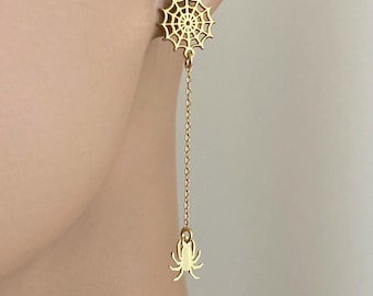Spinnennetz Ohrringe: Sterling Silber Gothic Halloween Schmuck
