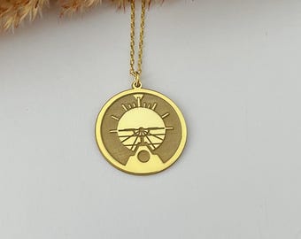 Sterling Silver Attitude Indicator Necklace, Aviation Jewelry Gift