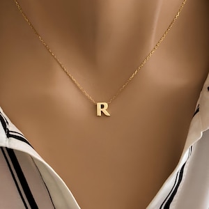 Collar con inicial 3D de oro, collar con letra personalizada, regalo de joyería personalizado, collar con nombre grande, collar con alfabeto llamativo, regalo de joyería para esposa