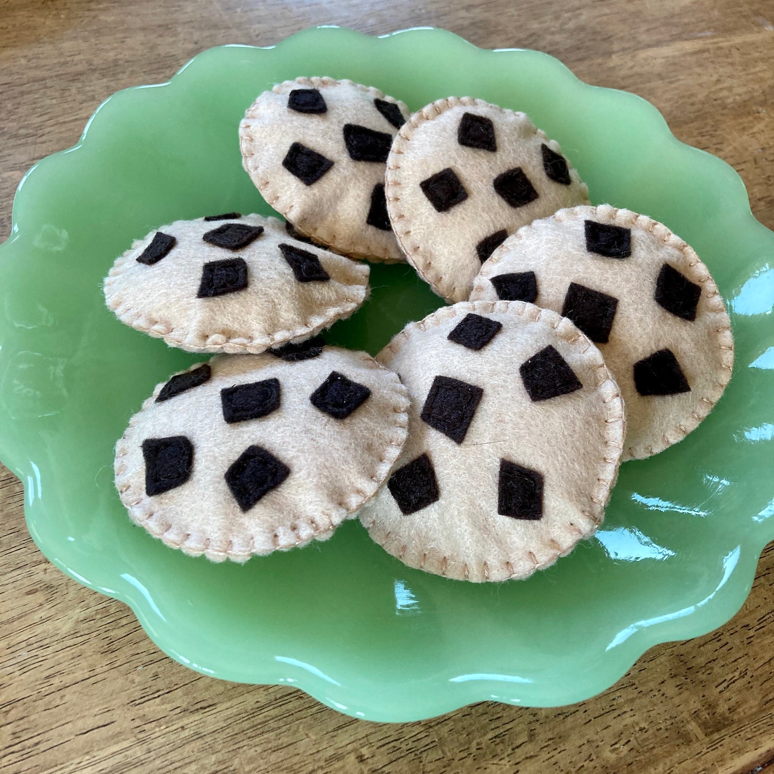 Set of 6 Felt Chocolate Chip Cookies Etsy