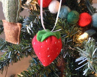 Felt Strawberry Christmas Ornament