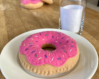 Pink Felt Donut with Rainbow Sprinkles