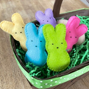 Felt Bunny Peeps: Handmade Easter Basket Decor, Set of 5