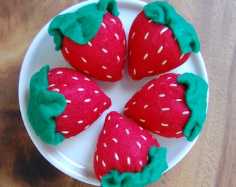 Set of 5 Felt Strawberries