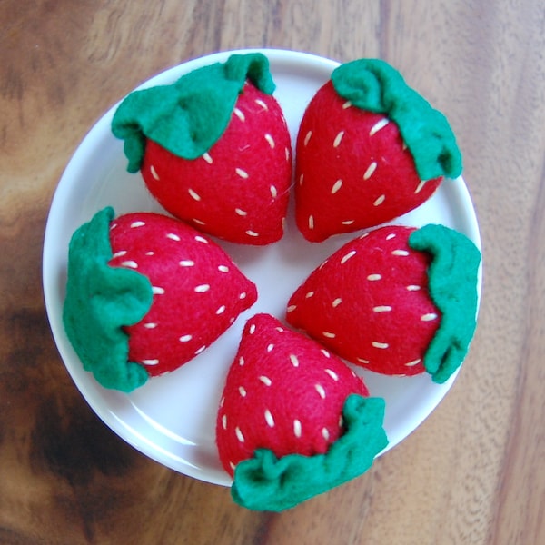 Set of 5 Felt Strawberries