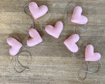 Light Pink Felt Heart Garland