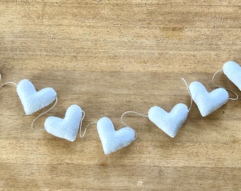 White Felt Heart Garland | Bunting | Nursery/Wedding/Shower Decor | Photo Prop