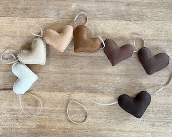 Neutral Felt Hearts Garland | Bunting | Nursery Decor | Photo Prop