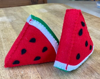 Felt Watermelon Slices: Hand Stitched Play Food, Set of 2
