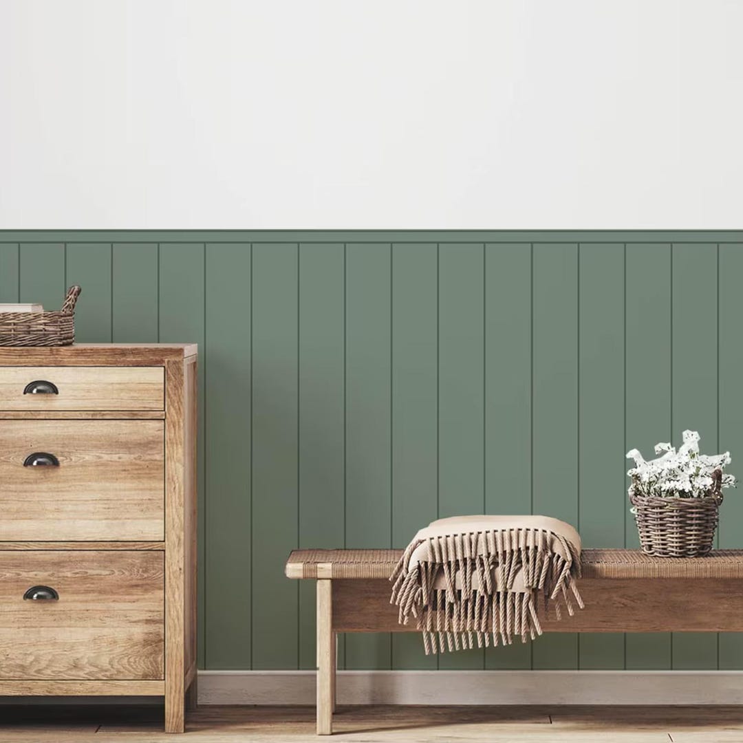 Wooden Half Wall Sticker, Wallpaper Panelling, Wall Decal for Kids