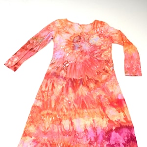 Snow Day Snow Dye Collection #08 ~ Ice Dye Tie Dye Dress (Dharma Trading Co. Longsleeve Midcalf Dress Size L) (One of a Kind)