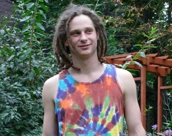 Cosmic Spiral Tie Dye Tank Top (Made By Hippies Tie Dye In Stock  in Sizes Small to 3XL) (Fruit of the Loom)