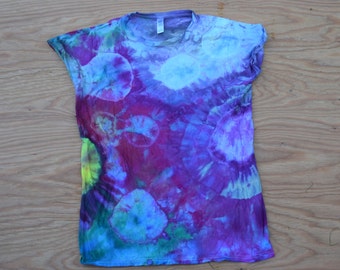 Moonscape ~ Tie Dye Spots&Dots T-Shirt (Gildan SoftStyle Ladies Junior Size XL is same as Adult Medium) (One of a Kind) TD-85