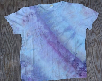 Snow Day Snow Dye Collection #369 ~ T-shirt Ice Dye Tie Dye (ONNO 55/45 chanvre/coton biologique taille XXL) (unique en son genre)