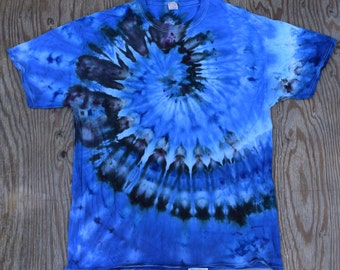 Dark Wind ~ Ice Dye Spiral Tie Dye T-Shirt (Fruit of the Loom Heavy Cotton HD Size XL) (OoAK) TD-217