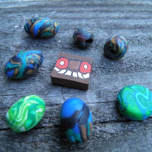 Eight Assorted Polymer Clay Beads Handmade One of a Kind image 1