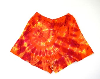 Orange Peel ~ Tie Dye Shorts (Dharma Unisex Cotton Shorts Size 2XL)(One of a Kind)(Taille élastique)