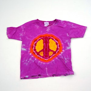 Peace on Pink ~ Tie Dye Short Sleeve T-shirt (Fruit of the Loom HD Cotton Youth Size XS)(One of a Kind)