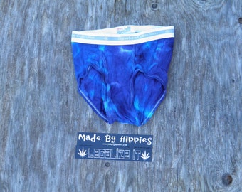 Sous-vêtements de teinture de cravate bleu foncé (Hanes Signature Cotton Brief Size 32) (One of a Kind)