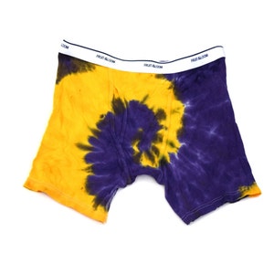 Purple and Yellow Spiral Tie Dye Men's Underwear Fruit of the Loom Boxer Briefs Size XL One of a Kind image 1