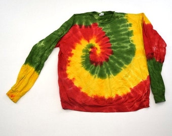 Rasta Spiral~ Tie Dye Sweatshirt (Dharma Trading Co. Sweatshirt Size 2XL)(Lightweight/Crew neck)(One of a Kind)