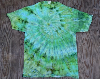 Pale Spring ~ Ice Dye Spiral Tie Dye T-Shirt (Fruit of the Loom Heavy Cotton HD Size XL) (OoAK) TD-215