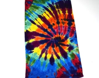 Dark Rainbow Spiral Bath Towel (100% Cotton Terry Towel (26x44"))(One of a Kind)