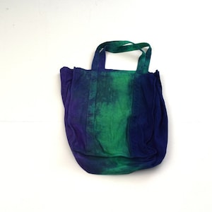 Amethyst, Lapis and Emerald ~ Tie Dye Reusable Grocery Bag (Dharma Gorilla Cotton Canvas Bag with Handles)(Paper grocery bag size)(OOAK)